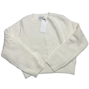 NWT Stitches & Stripes Off White Crew Neck Sweater Cable Knit Cozy Sz XXS